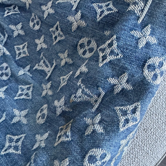 Vintage Louis Vuitton Denim Monogram Crossbody Bag with Tan Accents - Picture 2 of 12